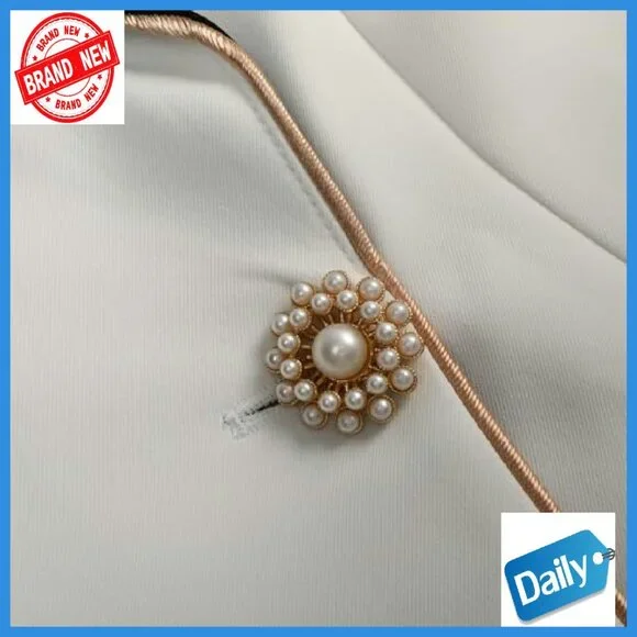 Asymmetrical Blazer Gold Button Business Formal Jacket Loose Fit - Picture 6 of 8